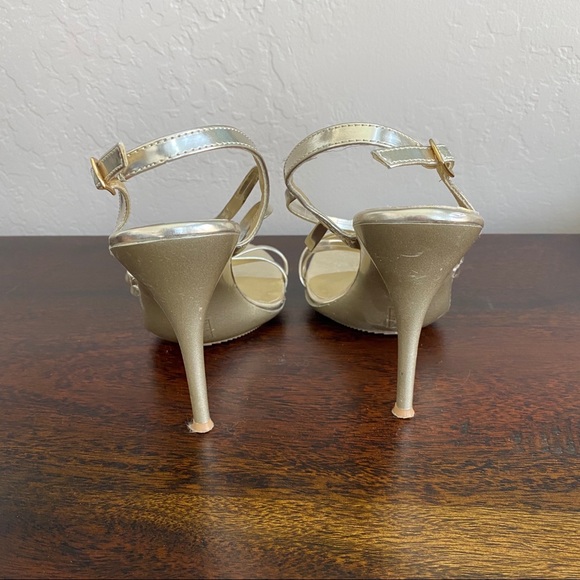 Gold Strappy Stiletto High Heels -adjustable strap - Picture 3 of 8